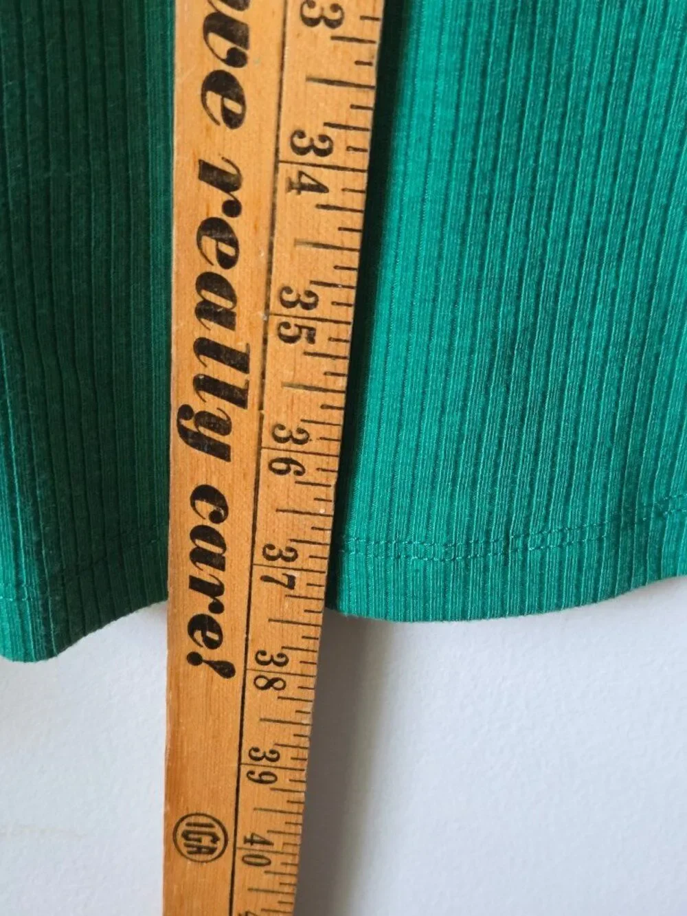 EUC STACCATO GREEN CAP SLEEVES RIBBED T SHIRT DRESS SHORT SZ L